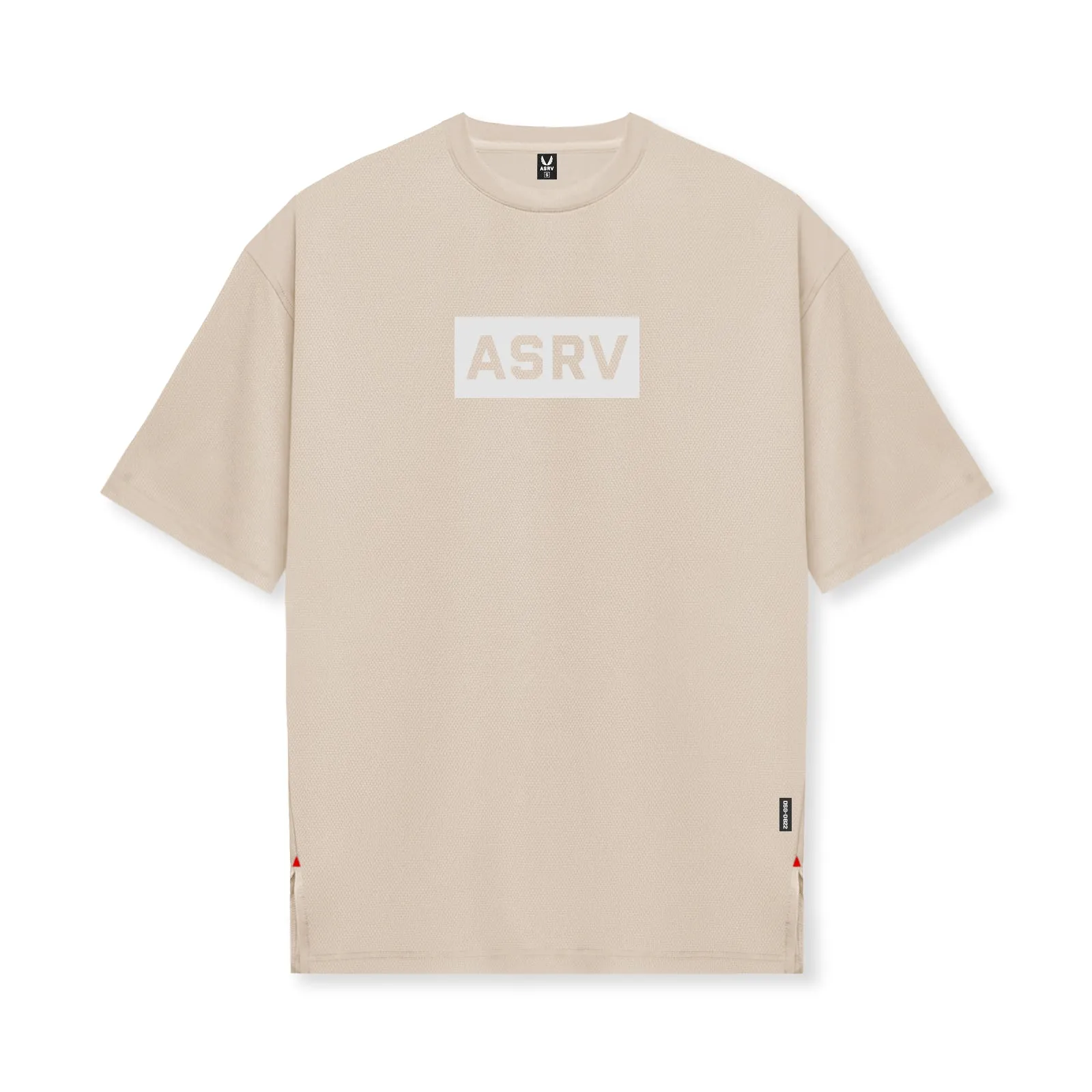 0822. AeroSilver® Oversized Tee - Beige "Box Logo"