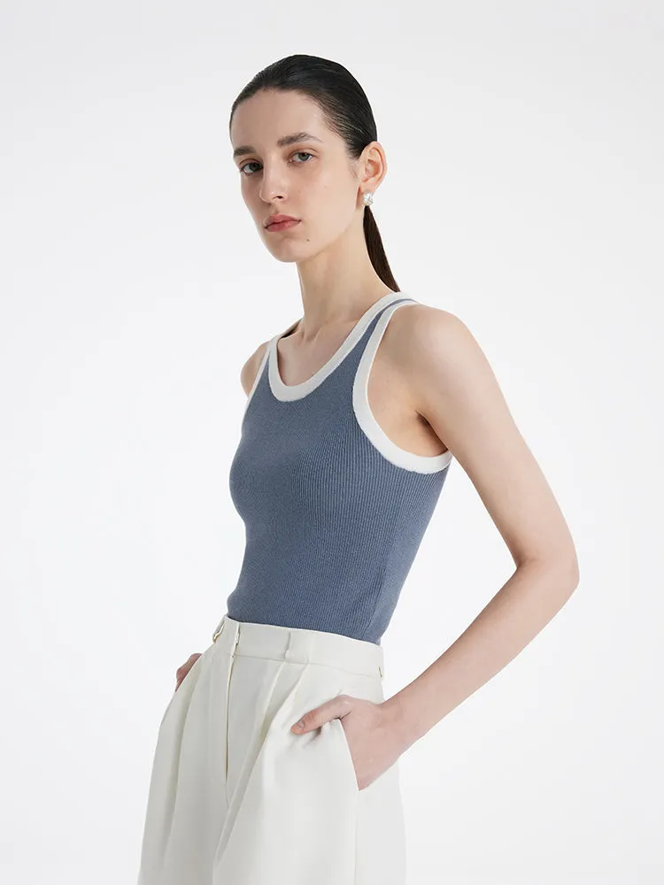 Acetate Cotton Knitted Striped Tank Top