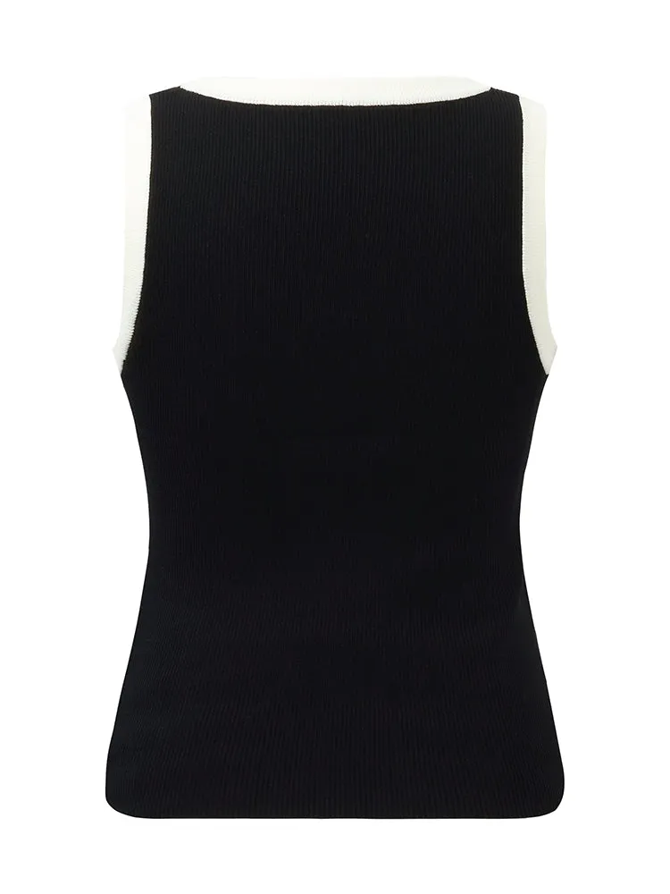 Acetate Cotton Knitted Striped Tank Top