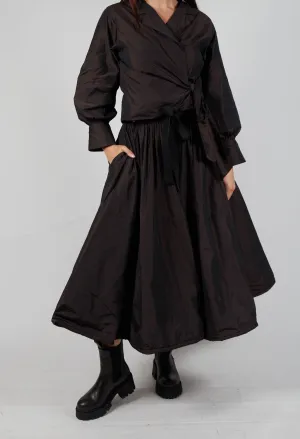 Belted Full Skirt in Chocolate