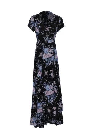 Black Floral Wrap Dress