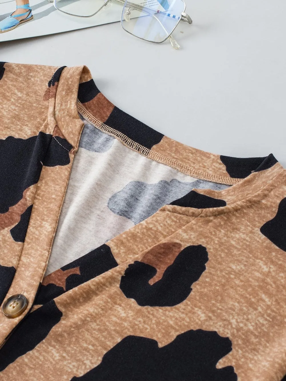 Brown Leopard Print Casual Top