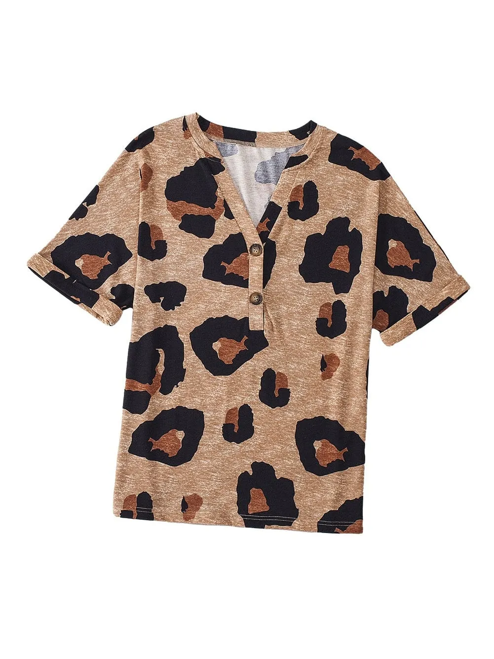 Brown Leopard Print Casual Top