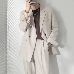 Business Men's Casial Suit Coat New Men's Slightly Loose Solid Color Blazers Korean Style Fashion Simple Versatile 9C856