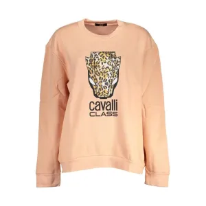 Cavalli Class Elegant Pink Fleece Crew Neck Sweater