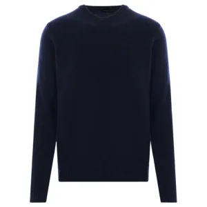 Denim Wool Cashmere Knit Crewneck Sweater