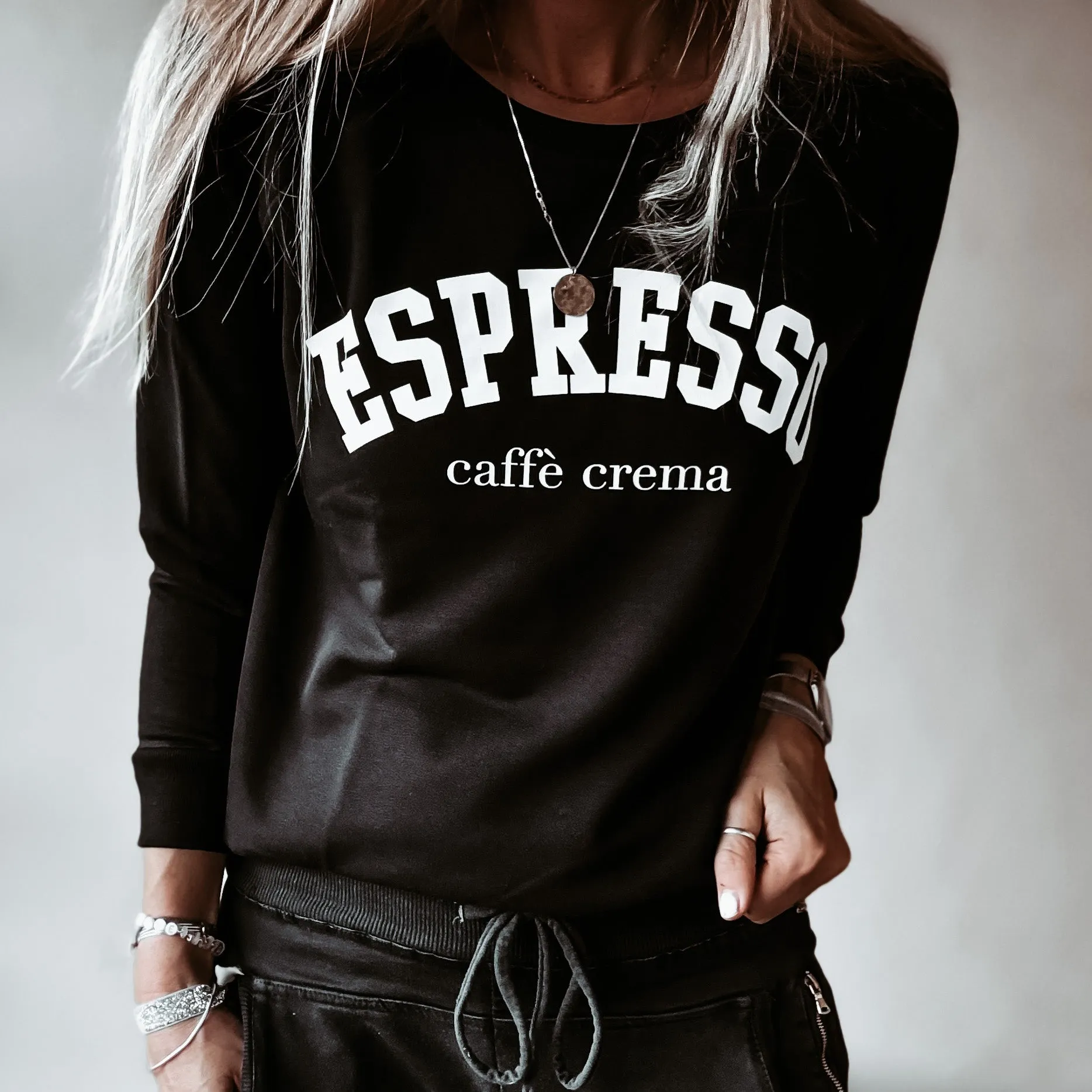 ESPRESSO black sweatshirt *relaxed style* NEW