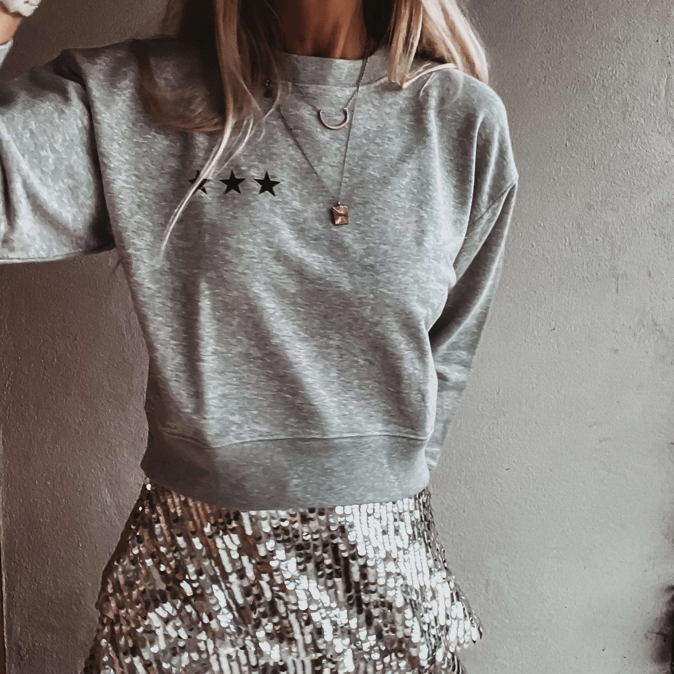 Heather grey Ibiza three stars sweatshirt *slightly cropped fit*