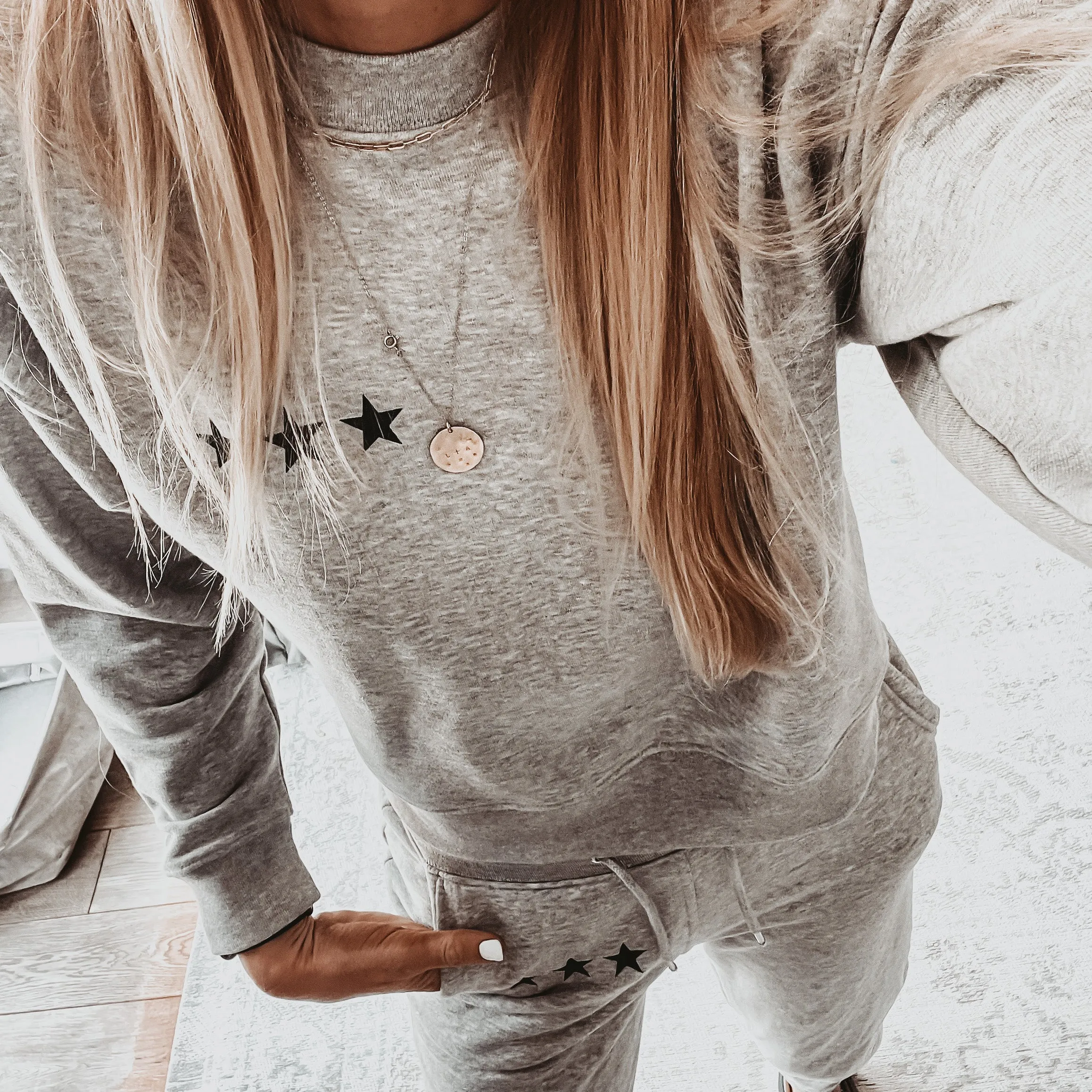 Heather grey Ibiza three stars sweatshirt *slightly cropped fit*