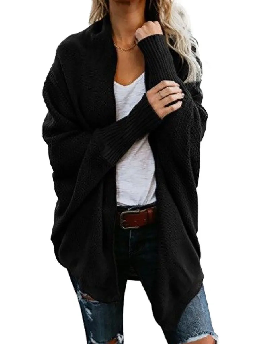 iForgirls Bat sleeve plus size long knitted cardigan sweater（13 colors）