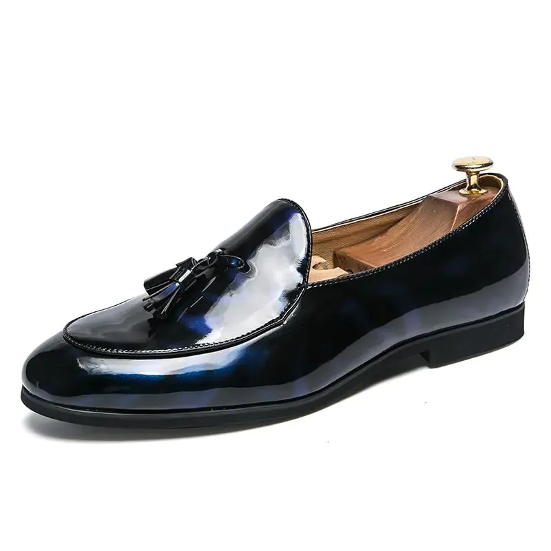 Luxurious Italian Glossy Leather Loafers - Premium Quality, Elegant Design