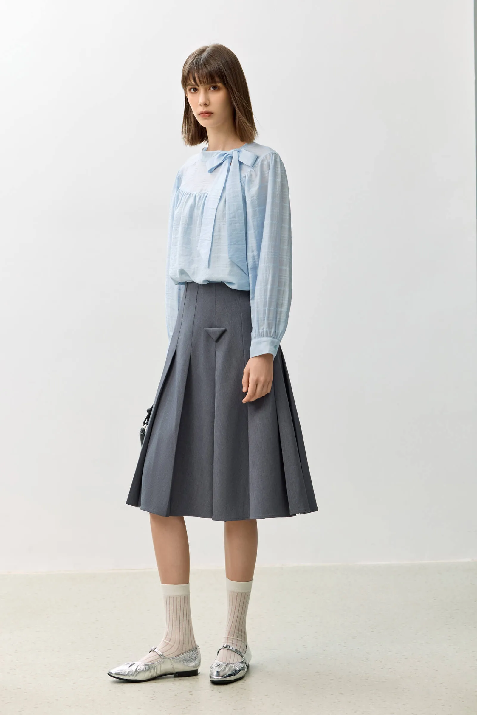 LILY Grey Pleated Skirt