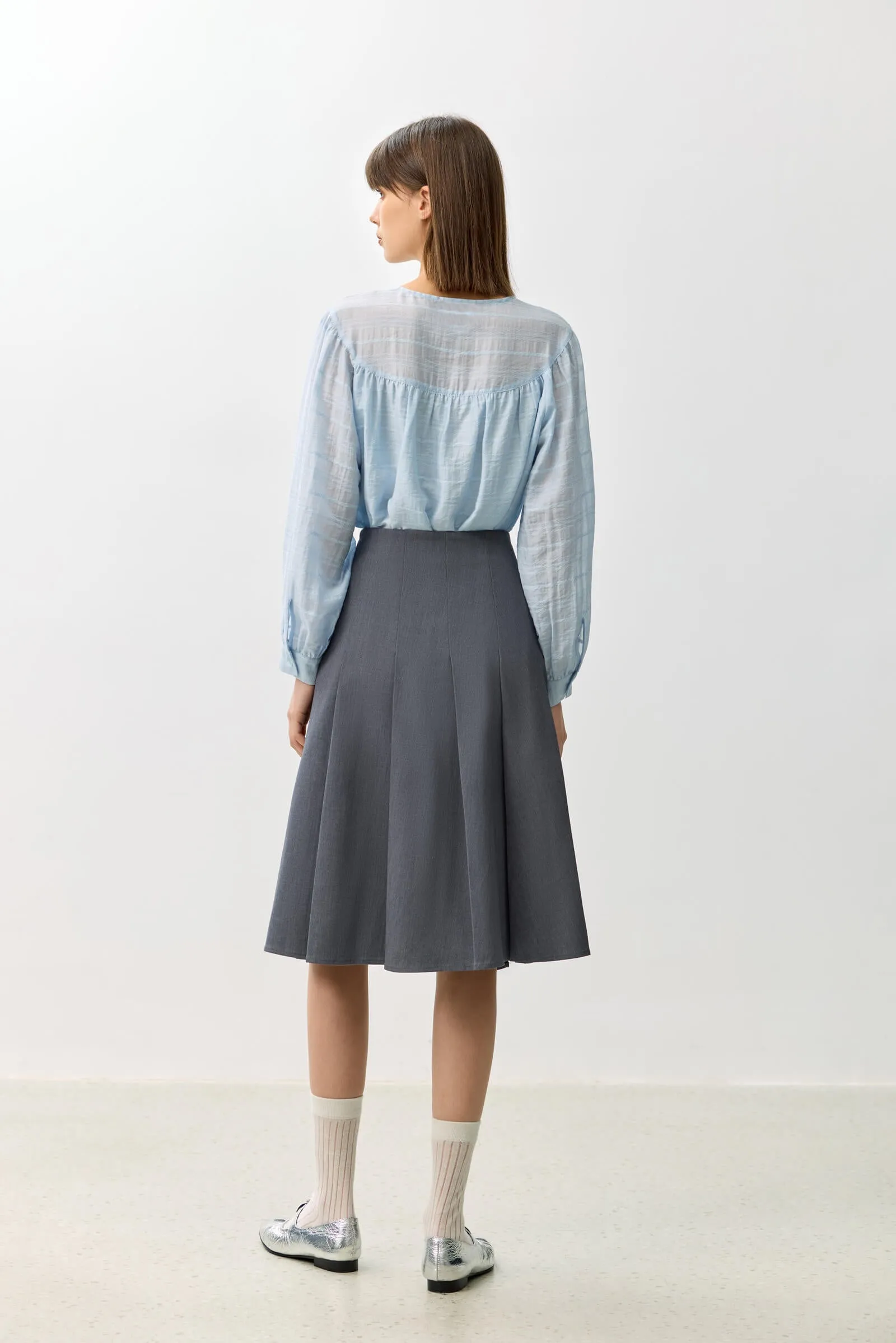 LILY Grey Pleated Skirt