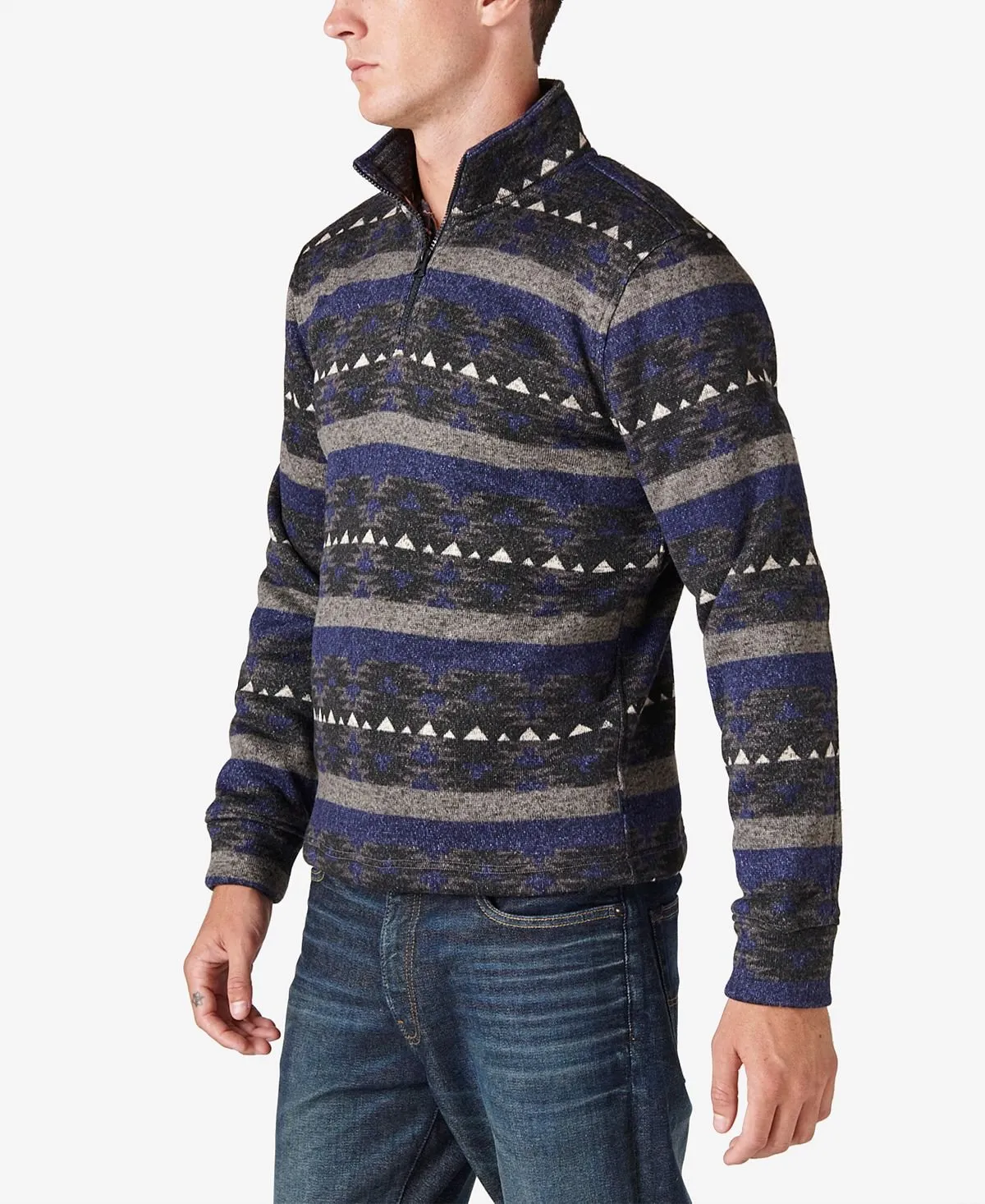 Los feliz Lucky Brand men's crew neck sweater with zip, multi