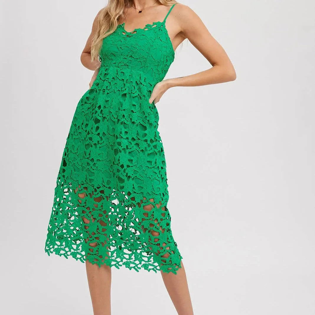 Marybeth Crochet Dress Green