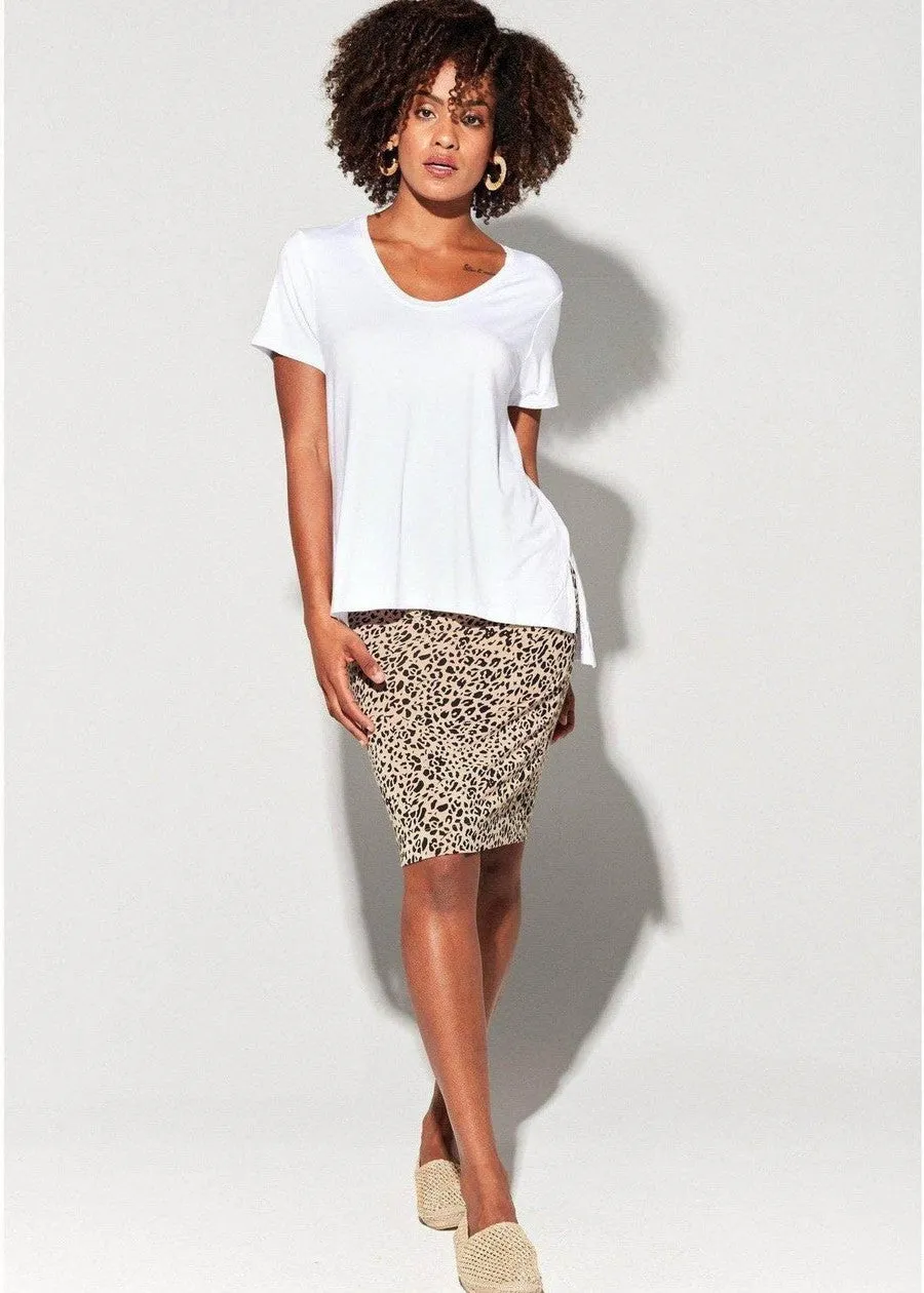 Midi Bamboo Whitney Tube Skirt - Brown Leopard