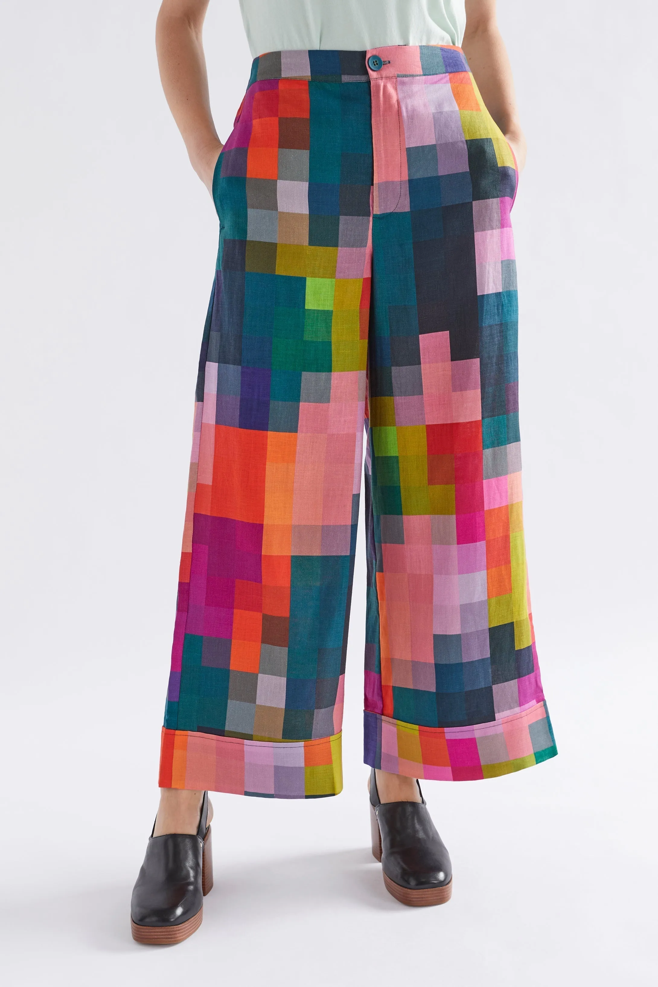 Pixel Print Pira Linen Pant