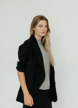 Tibi Tropical Wool Liam Blazer in Black